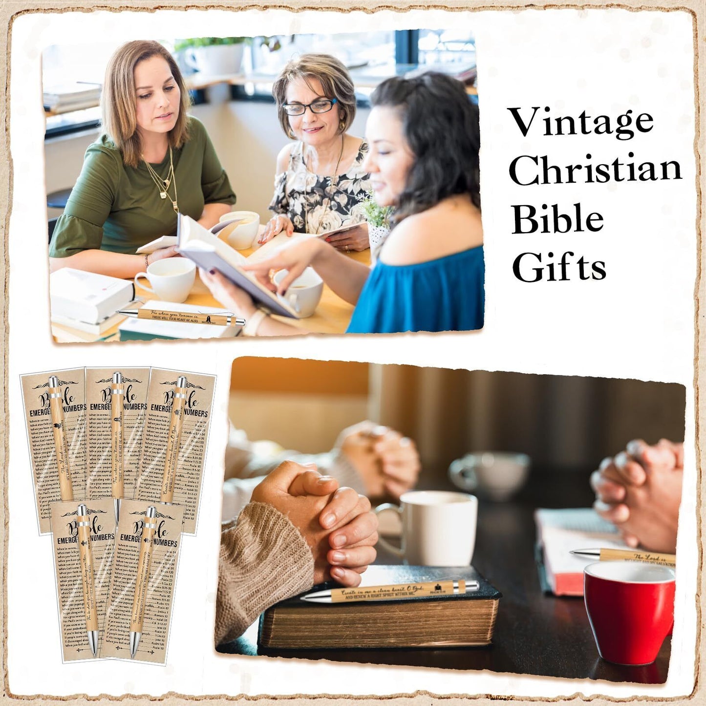 25 Sets Christian Religious Bookmarks Bible Verse Bamboo Pens 2'' X 6'' Emerg...
