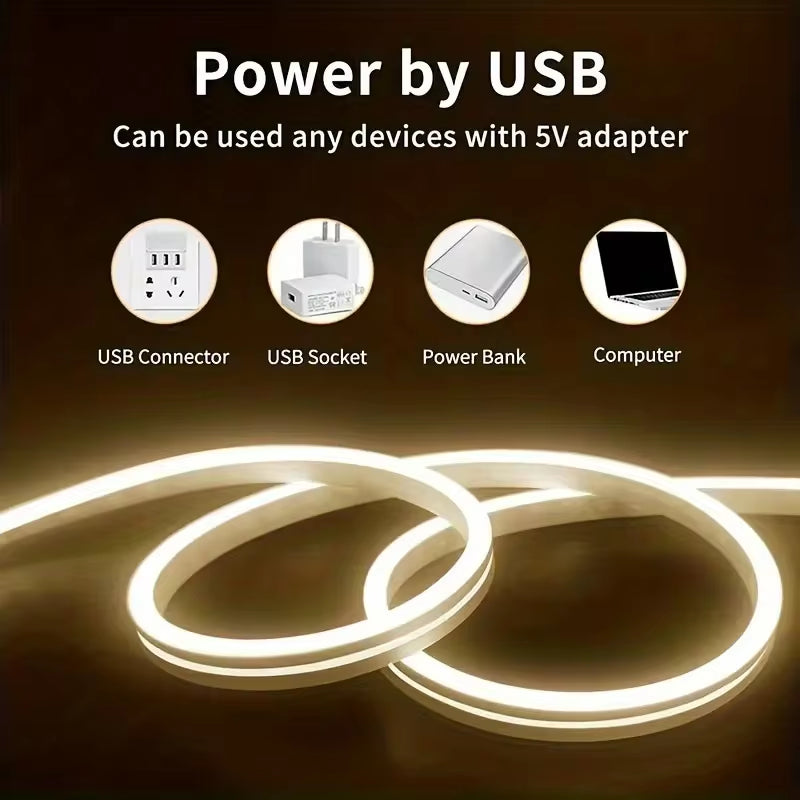π‘ Touch Sensor Neon LED Strip Light 5V USB β Dimmable, Waterproof & Flexible LED Rope for Room, Gaming & Outdoor Decoration