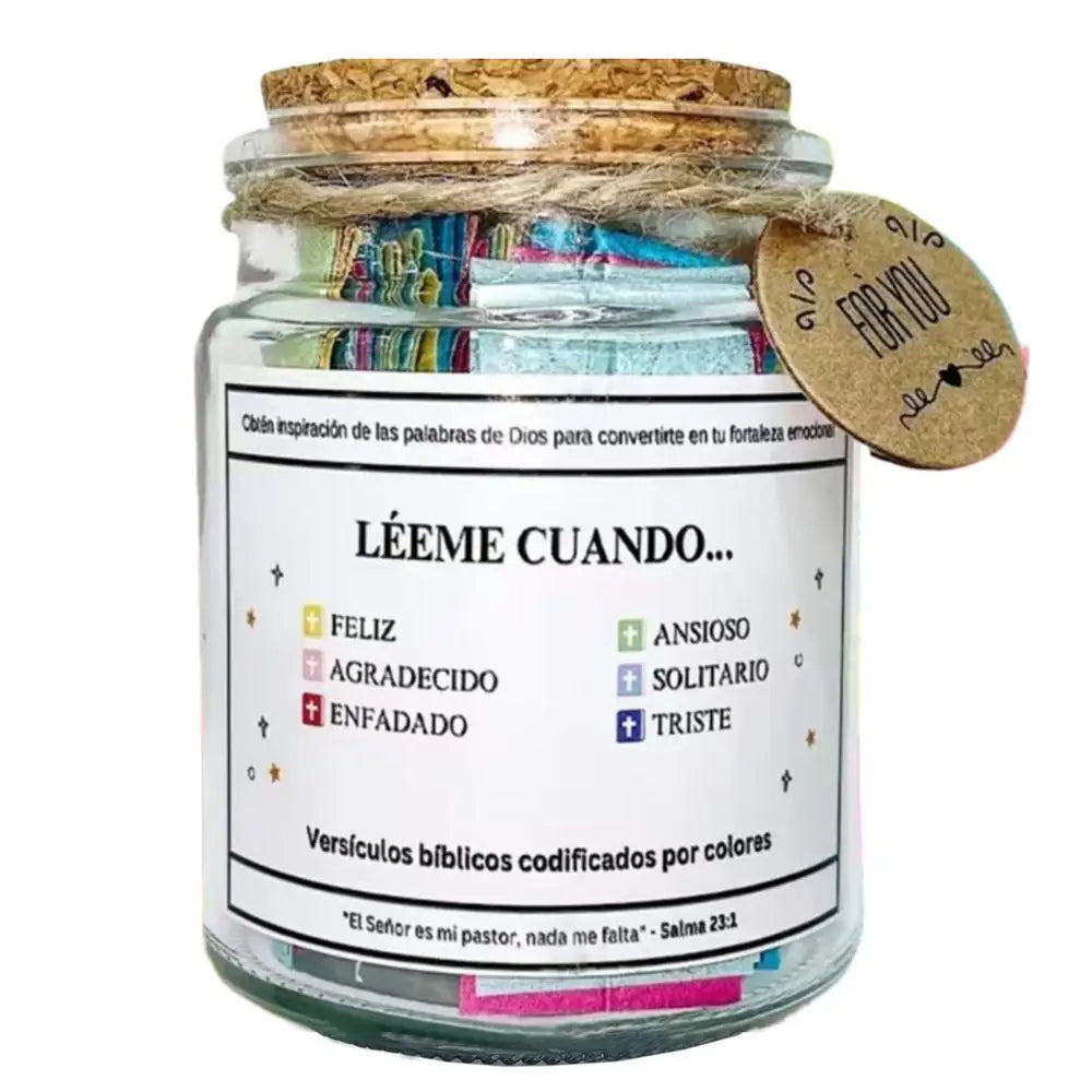German/Spanish/English Bible Verses Jar for Emotions and Feelings Bible Verses in a Jar Bible Verses Color Coded Bible Verses