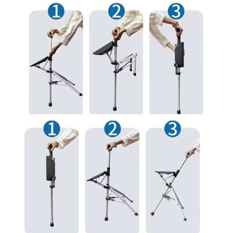 πΆββοΈ Premium Foldable Walking Cane with Built-In Seat β Lightweight, Adjustable & Heavy-Duty for Seniors