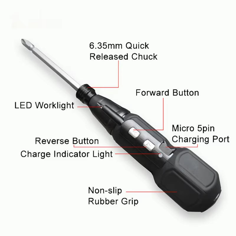 🌀 Maizhe 3.6V Cordless Electric & Manual Screwdriver – Rechargeable Mini Power Tool with LED Light, USB Charging, for DIY & Home Repairs