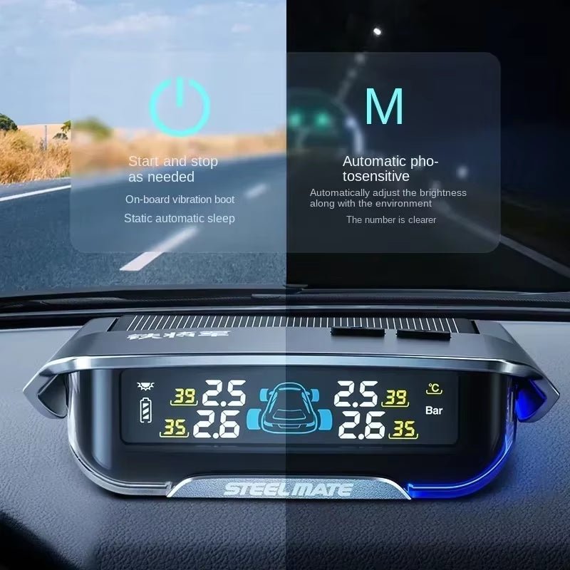 Tire Tpms Pressure Monitor Built-In External X1+ plus Car Tire Sensor Solar High-Precision Tire Inspection