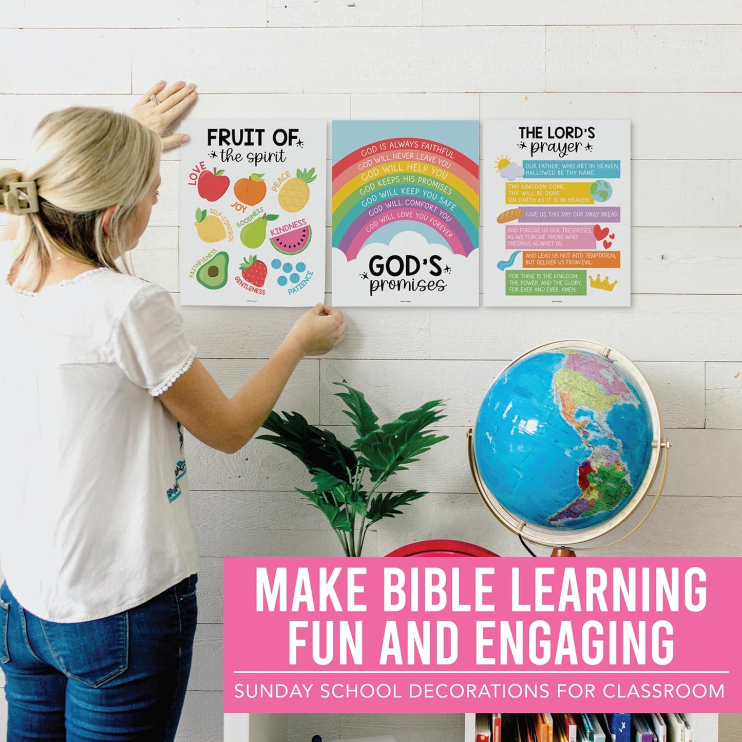 Sunday School Decorations for Classroom – 9 Bible Posters for Kids, 11X14In Book