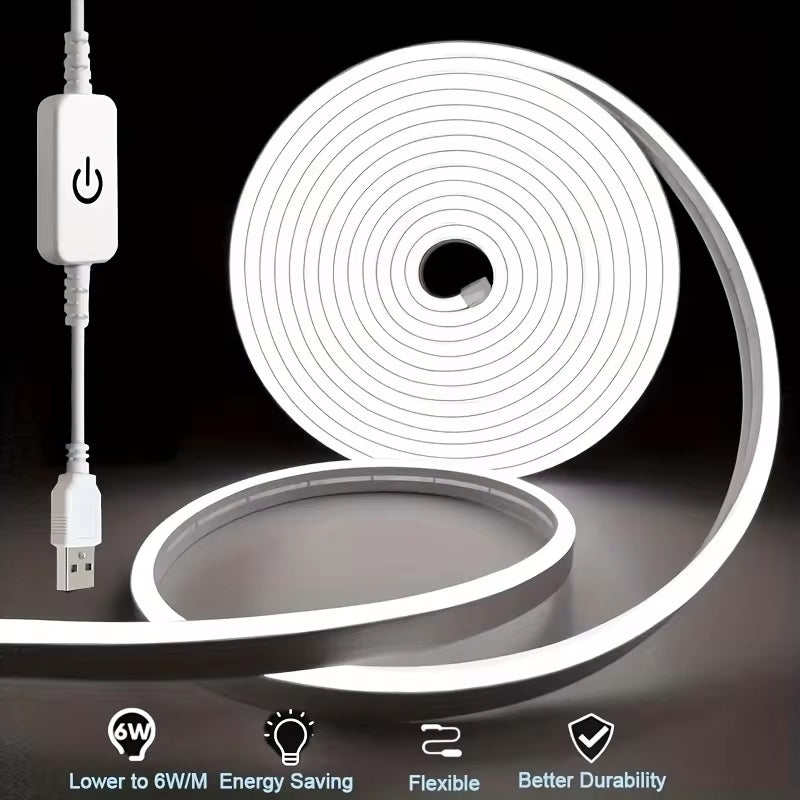 π‘ Touch Sensor Neon LED Strip Light 5V USB β Dimmable, Waterproof & Flexible LED Rope for Room, Gaming & Outdoor Decoration