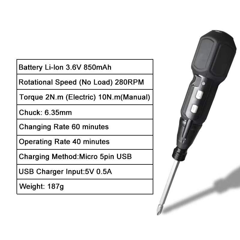 🌀 Maizhe 3.6V Cordless Electric & Manual Screwdriver – Rechargeable Mini Power Tool with LED Light, USB Charging, for DIY & Home Repairs