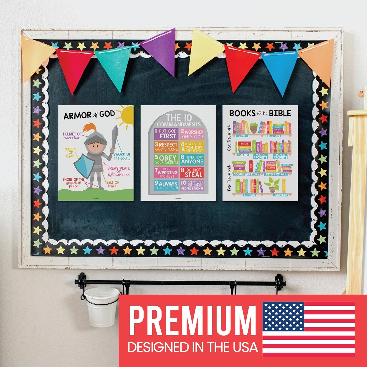 Sunday School Decorations for Classroom – 9 Bible Posters for Kids, 11X14In Book