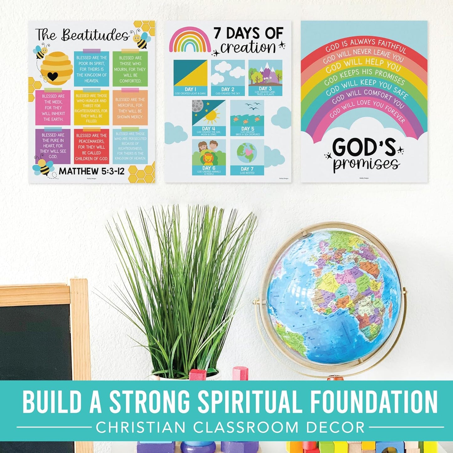 Sunday School Decorations for Classroom – 9 Bible Posters for Kids, 11X14In Book