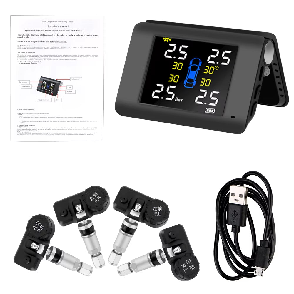 Intelligent Solar TPMS Car Tire Pressure Monitoring System