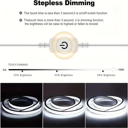 💡 Touch Sensor Neon LED Strip Light 5V USB – Dimmable, Waterproof & Flexible LED Rope for Room, Gaming & Outdoor Decoration