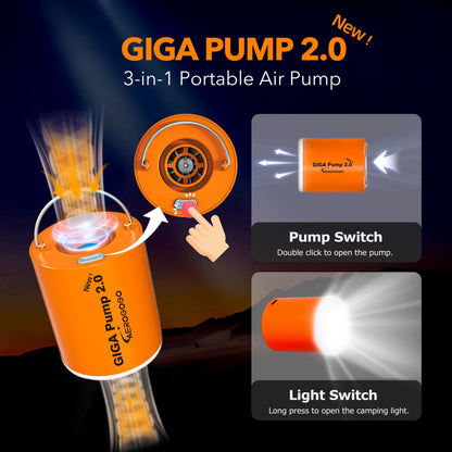 New GIGA Pump 2.0 3 in 1 Outdoor Camping Lantern Vacuum Pump for Mattress Swimming Ring Air Pillow