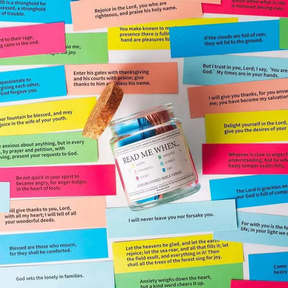 German/Spanish/English Bible Verses Jar for Emotions and Feelings Bible Verses in a Jar Bible Verses Color Coded Bible Verses