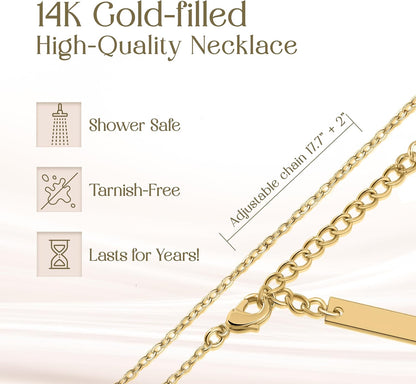 Star of David Necklace for Women | Israel Necklace | Mezuzah Necklace with Magen David Pendant | Available in 14K Gold-Filled or Silver Stainless Steel | Jewish Jewelry, Includes a Gift Box