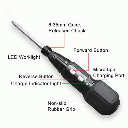 🌀 Maizhe 3.6V Cordless Electric & Manual Screwdriver – Rechargeable Mini Power Tool with LED Light, USB Charging, for DIY & Home Repairs