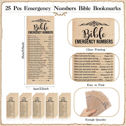 25 Sets Christian Religious Bookmarks Bible Verse Bamboo Pens 2'' X 6'' Emerg...