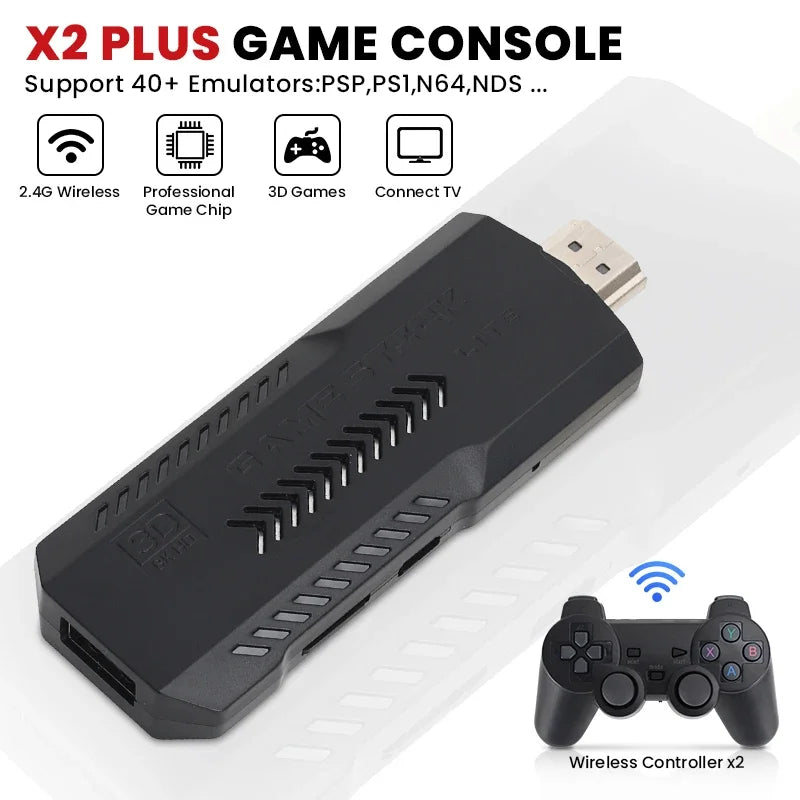 X2 plus 256G 58000 Game 4K Game Player 3D HD Retro Video Game Console Wireless Controller TV 50 Emulator for Kids Gifts