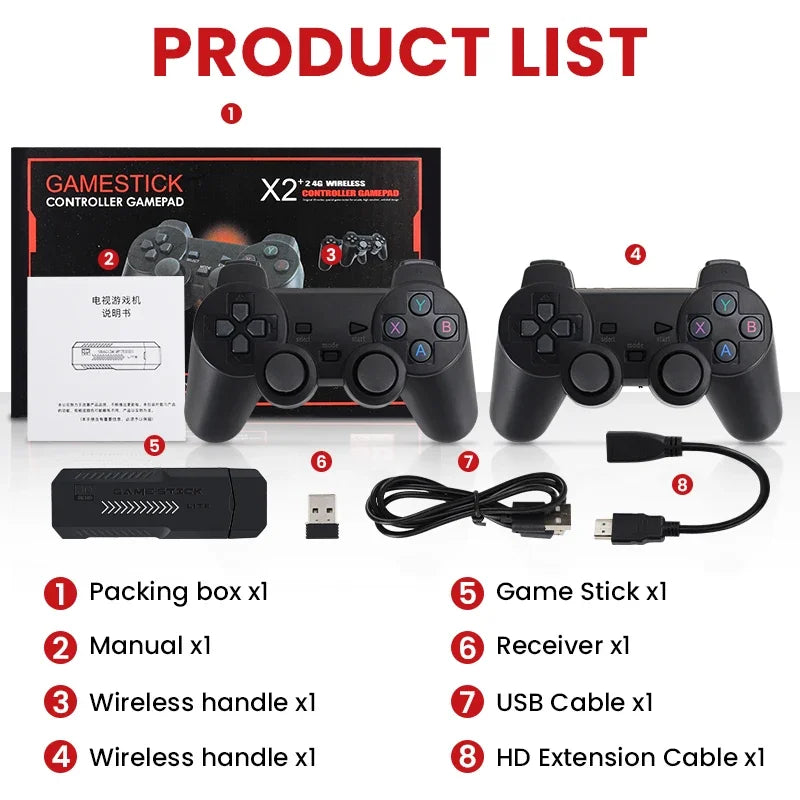 X2 plus 256G 58000 Game 4K Game Player 3D HD Retro Video Game Console Wireless Controller TV 50 Emulator for Kids Gifts