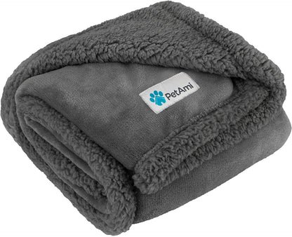 Dog Blanket for Bed, XL Pet Blanket Large Dogs, Fleece Furniture Couch Cover Protector Sofa Car Crate Kennel, Soft Sherpa Cat Throw Plush Reversible Washable, Twin 60X80 Solid Dark Gray