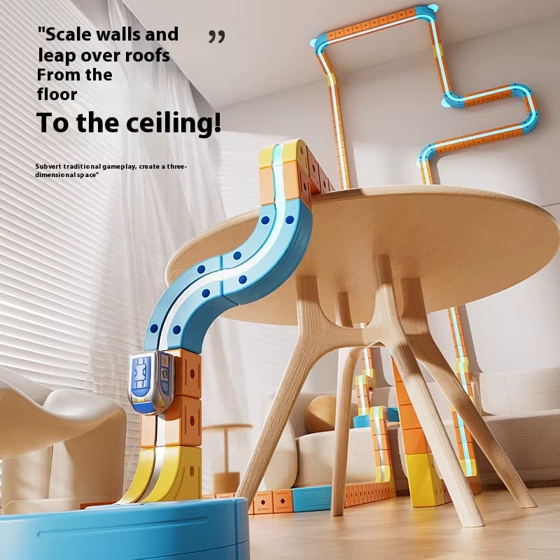 🚂 Montessori Toy Electric Magnetic Track Train for Kids - DIY Tracks, Brain Development Learning Set, Baby Christmas Gift Toy