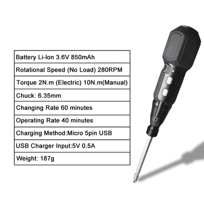🌀 Maizhe 3.6V Cordless Electric & Manual Screwdriver – Rechargeable Mini Power Tool with LED Light, USB Charging, for DIY & Home Repairs